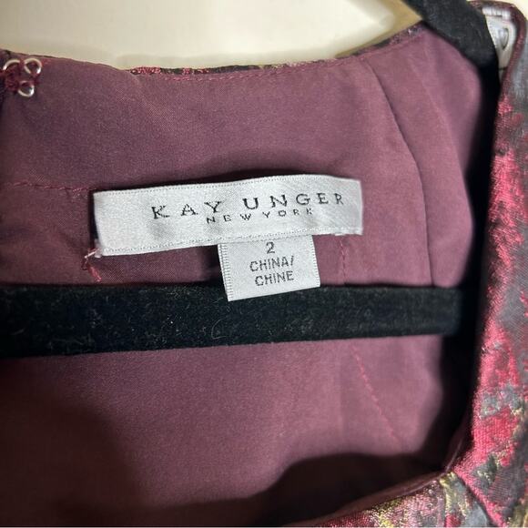 Kay Unger Layne Jacquard Column Formal Dress Lined Bow Side Slit Size 2 NWT - Picture 12 of 13